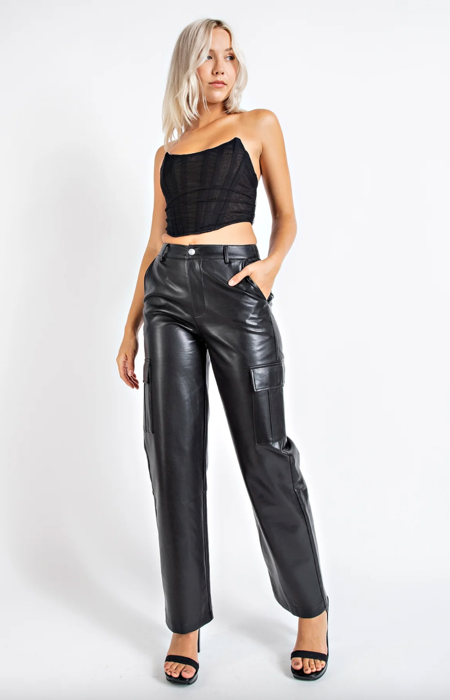 Downtown Faux Leather Cargo Pants – MILK + HONEY LA
