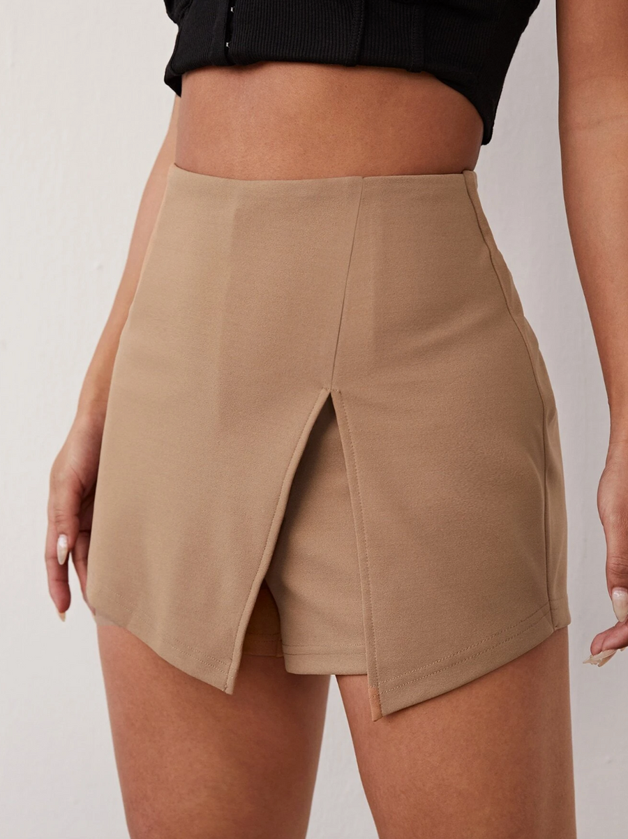 Chic Solid Split Front Skort