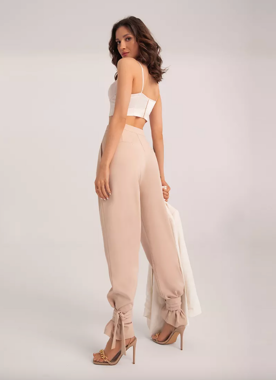 Harlowe Ankle Tie Woven Satin Pants – MILK + HONEY LA