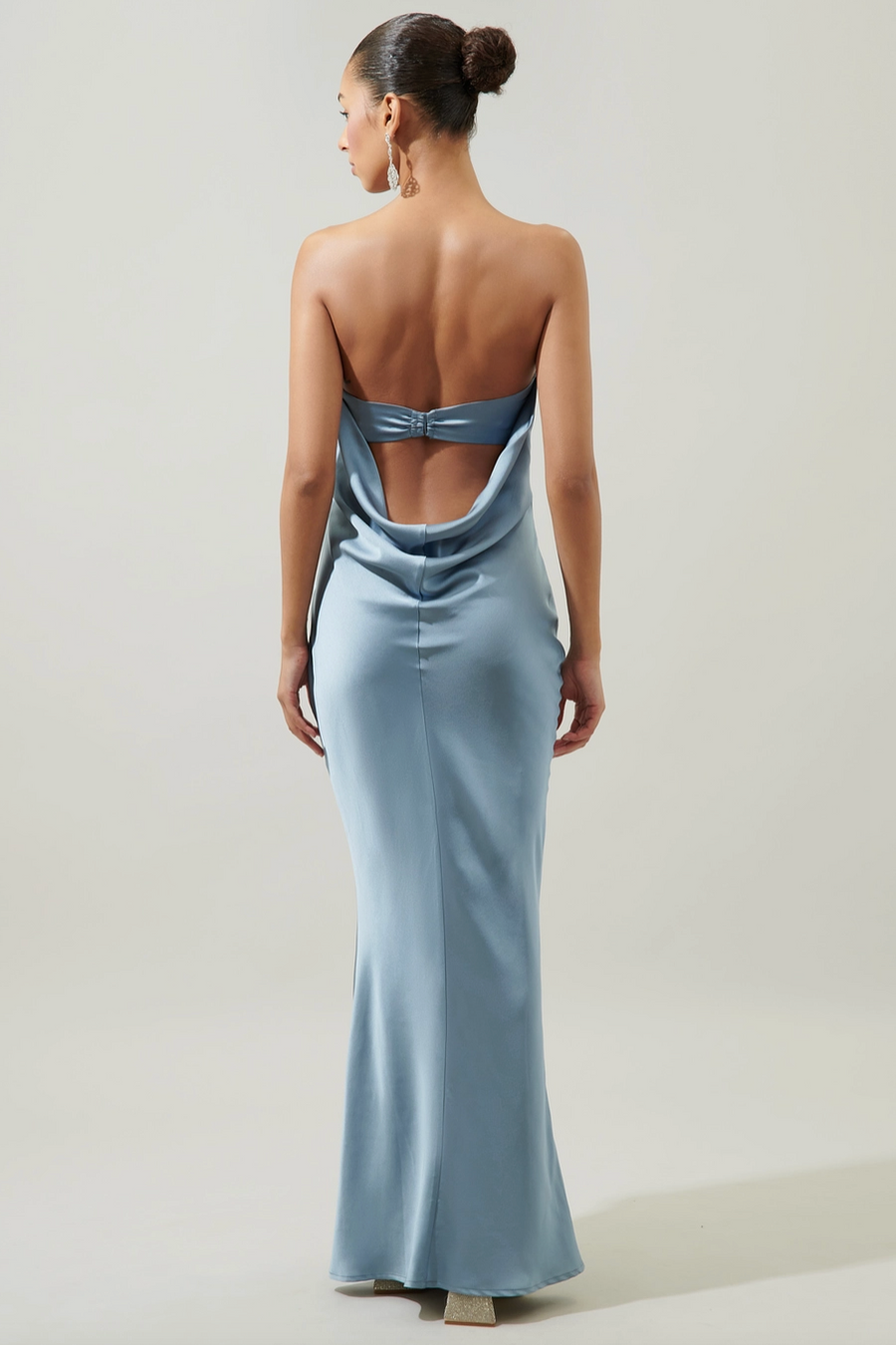 Catalina Strapless Satin Maxi Dress Powder