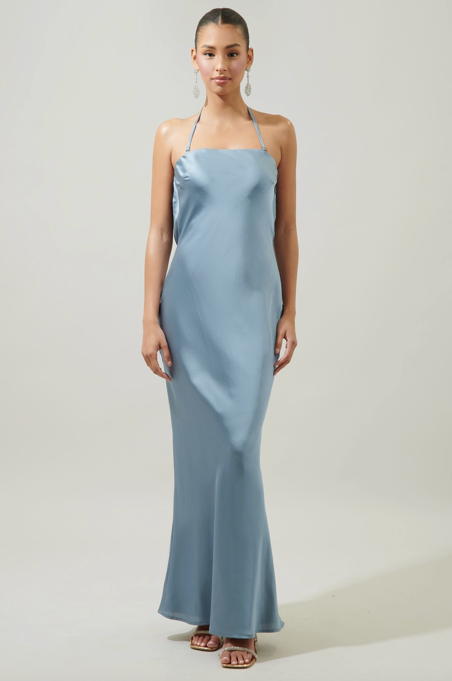 Catalina Strapless Satin Maxi Dress Powder