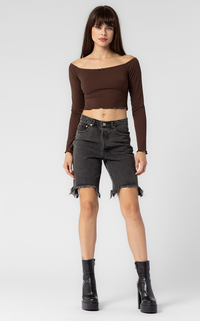 Greta Ribbed Off Shoulder Top