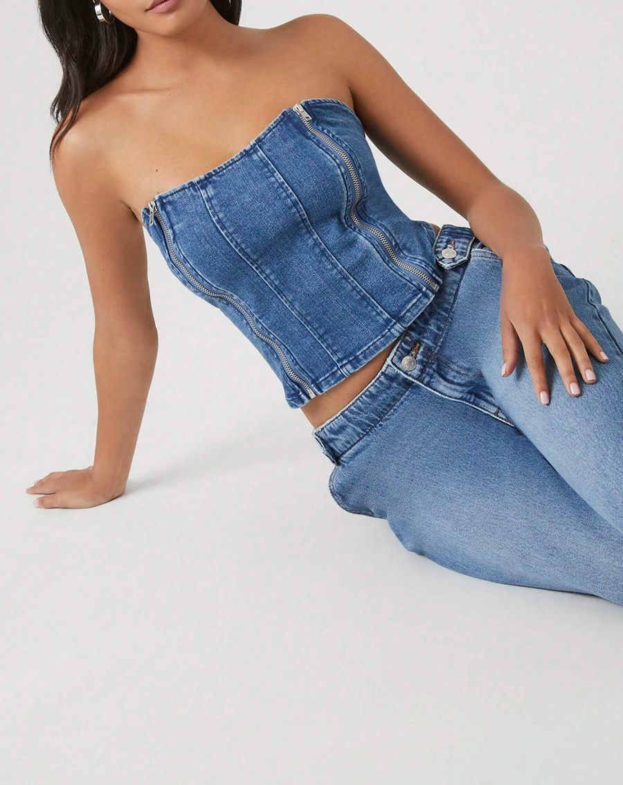 Bailey Denim Lace Up Top