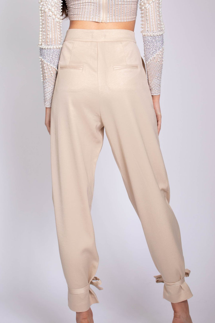 Harlowe Ankle Tie Woven Satin Pants