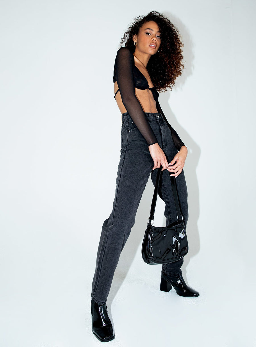 Violetta Black Mesh Crop Top