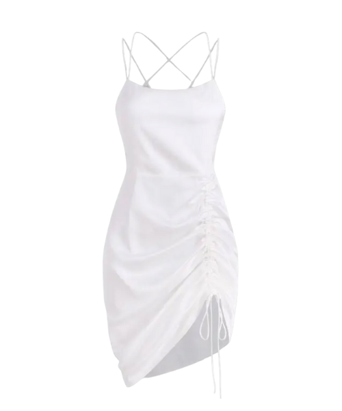 Angel Energy Silky Satin Ruched Mini Dress