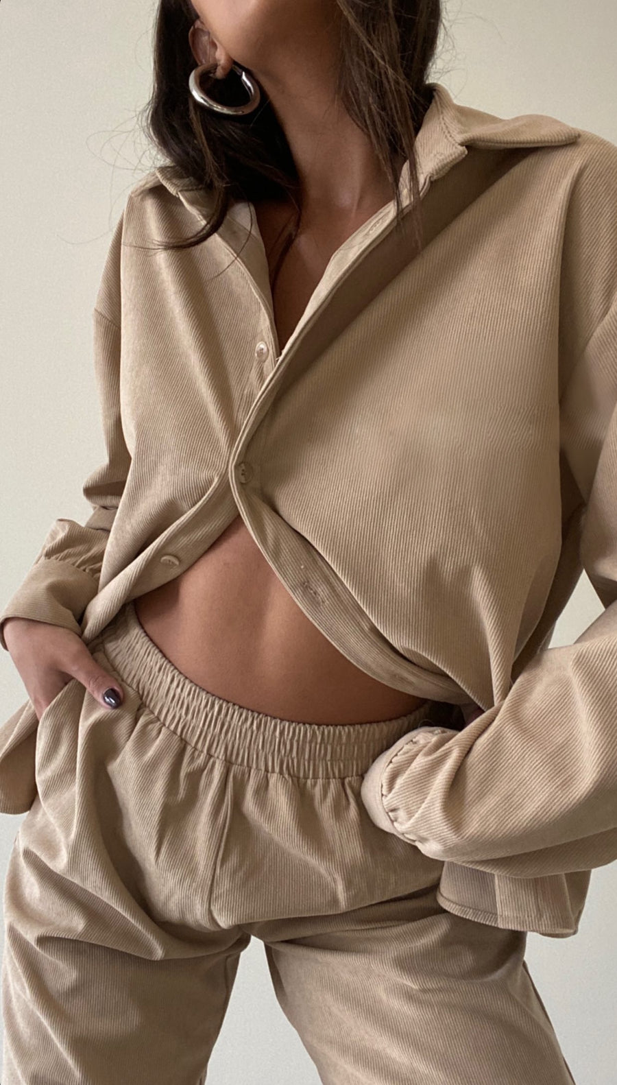 Head To Taupe Corduroy Set