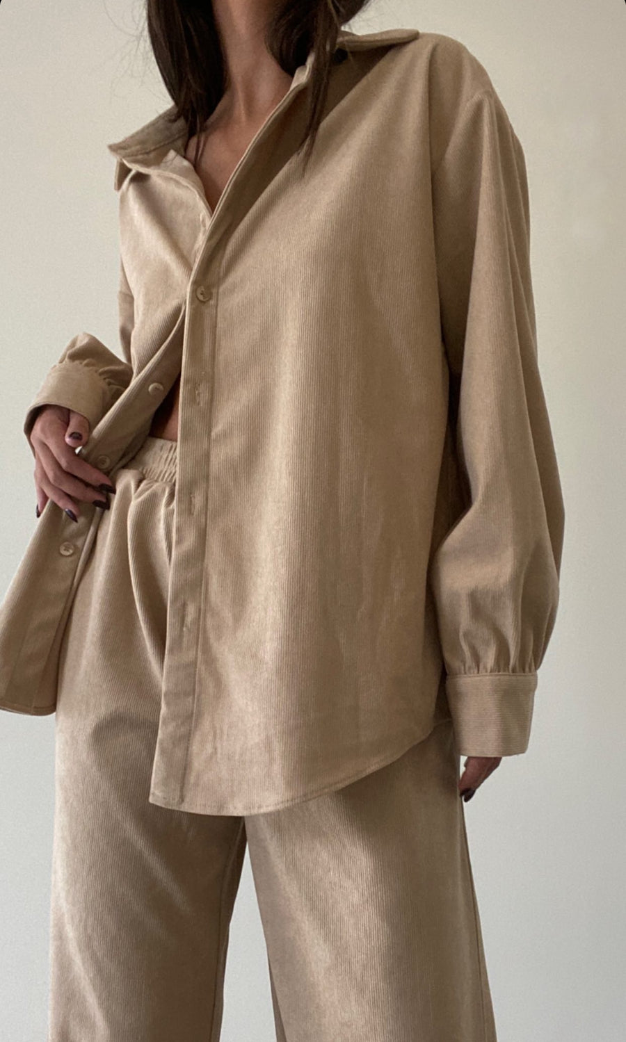 Head To Taupe Corduroy Set