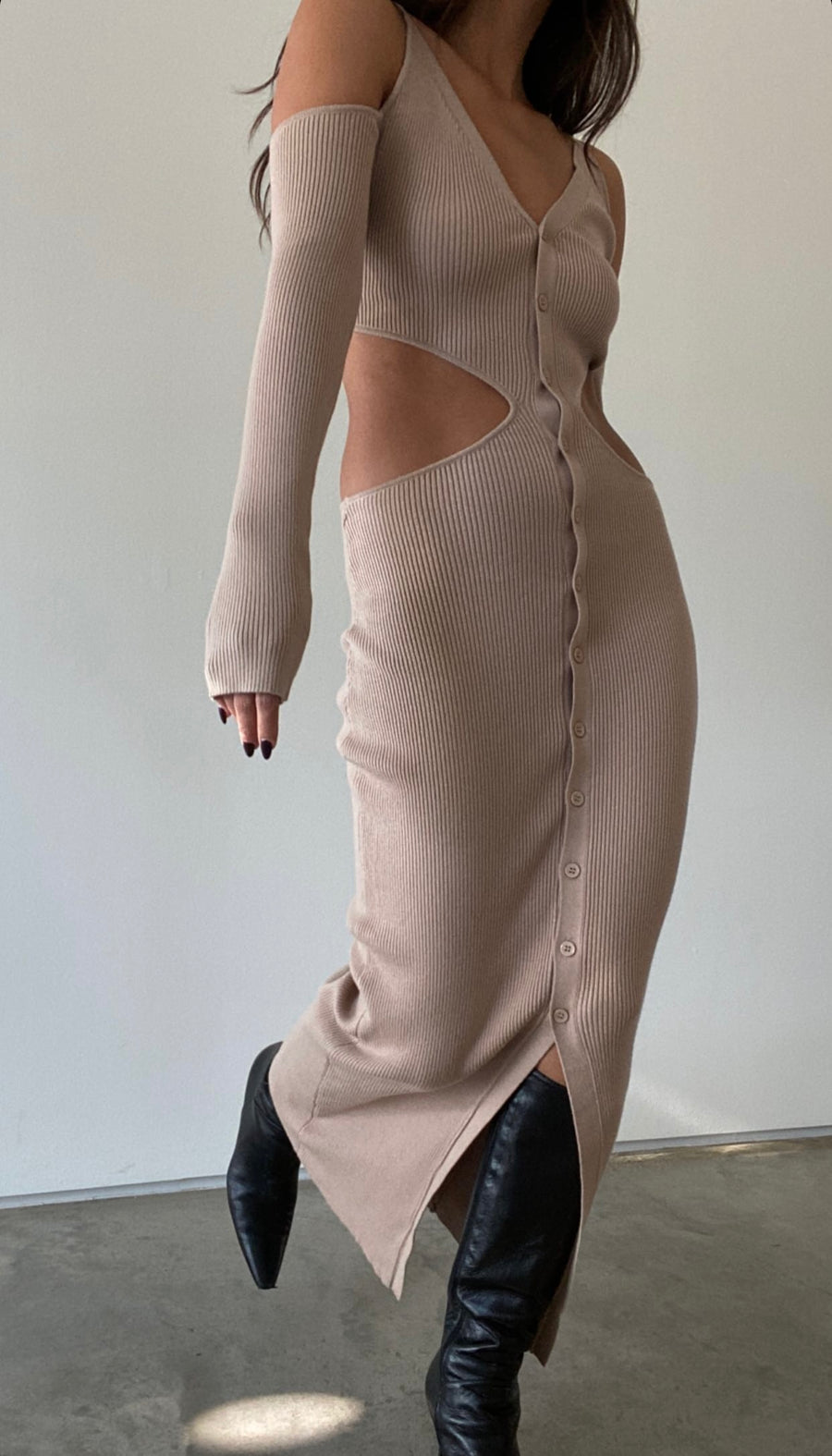 Cecile Cutout Sweater Maxi Dress