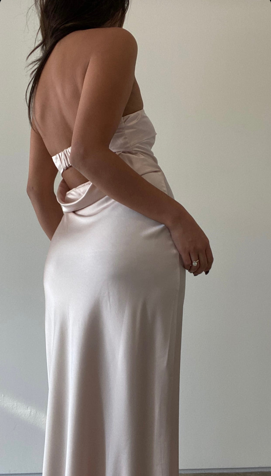Charmed Satin Strapless Maxi Dress