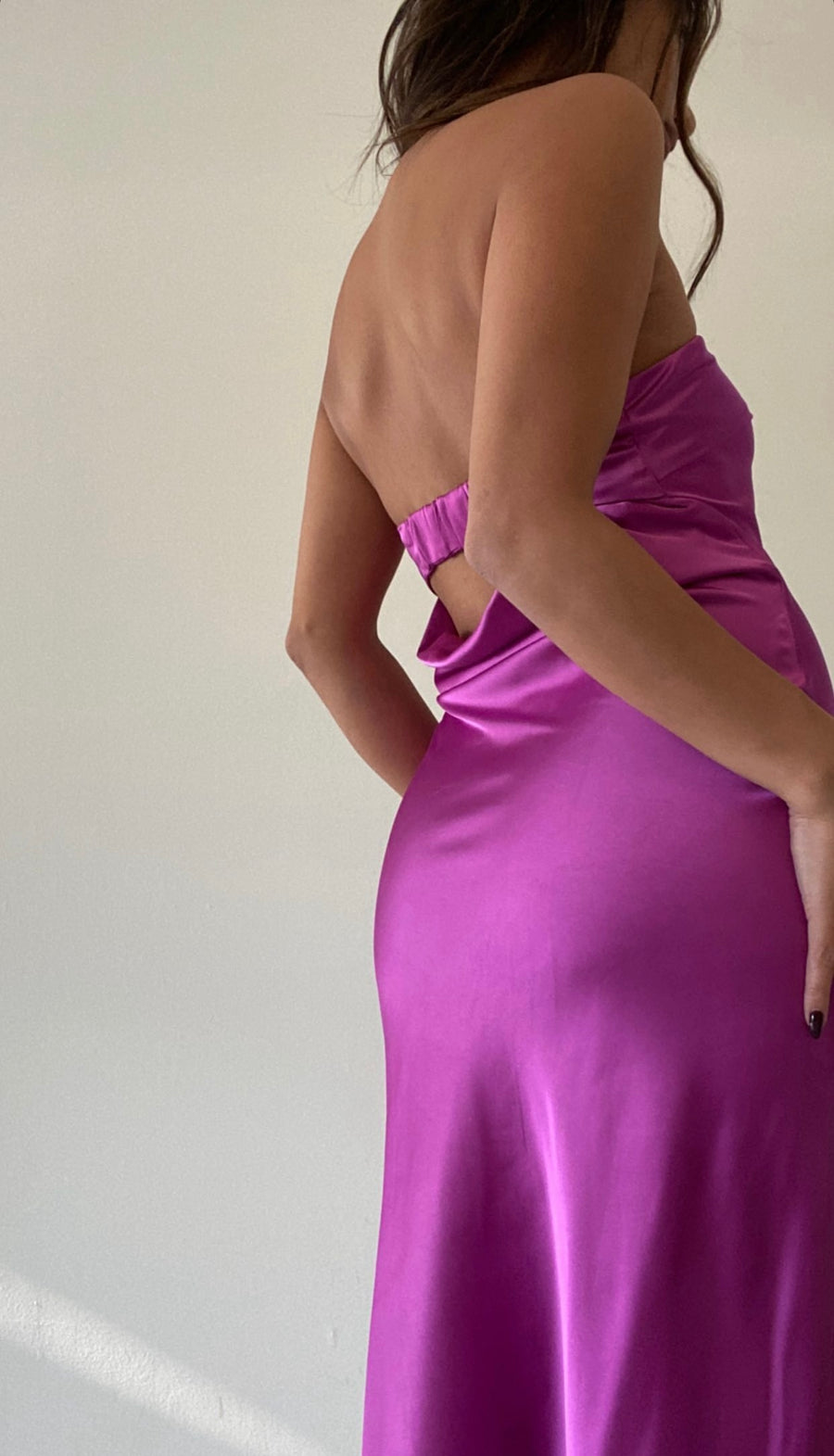tube satin maxi dress