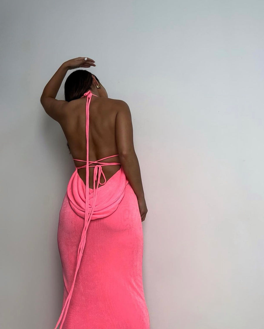 Palm Springs Draped Back Dress
