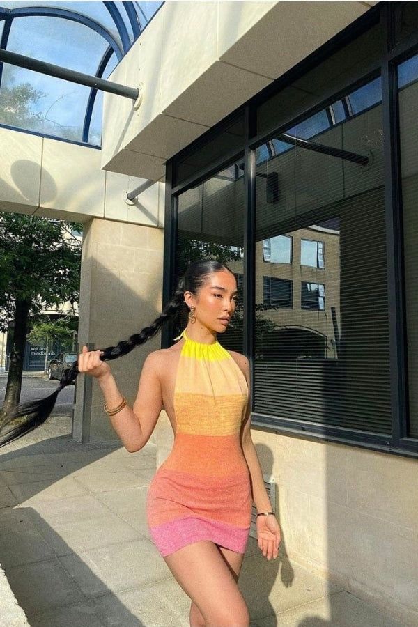Tulum Halter Dress Sunset