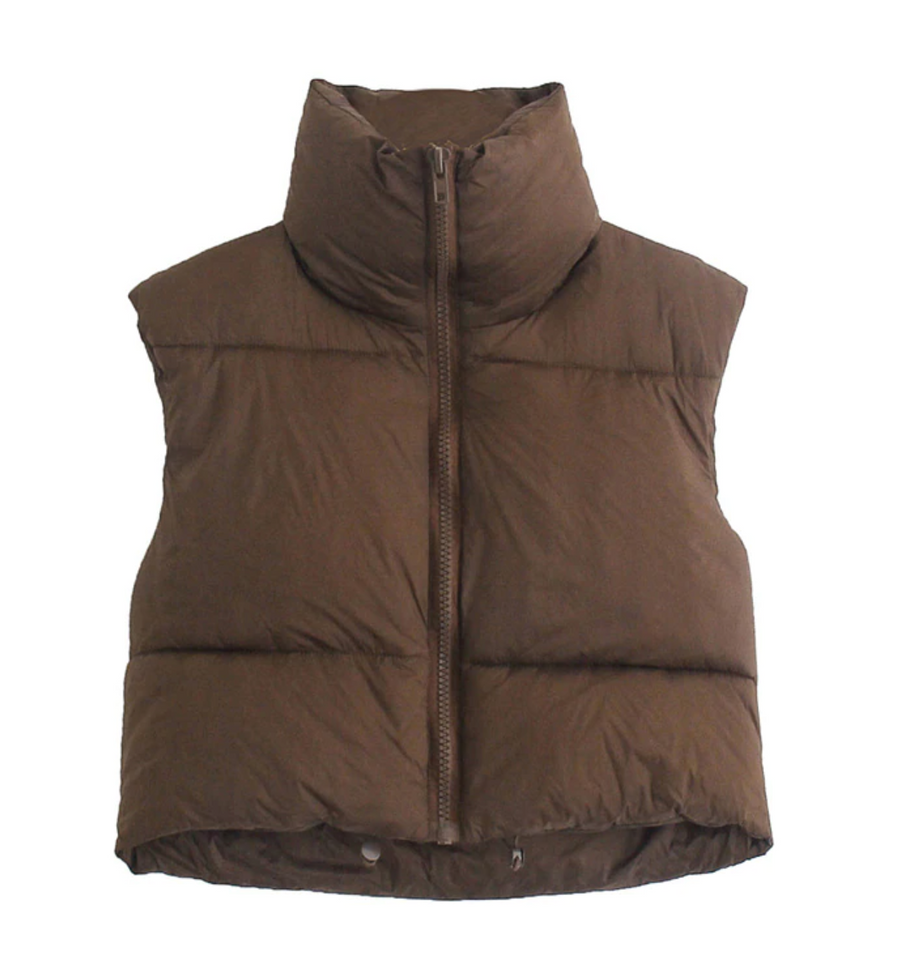 Chloe Crop Puffer Vest MILK HONEY LA