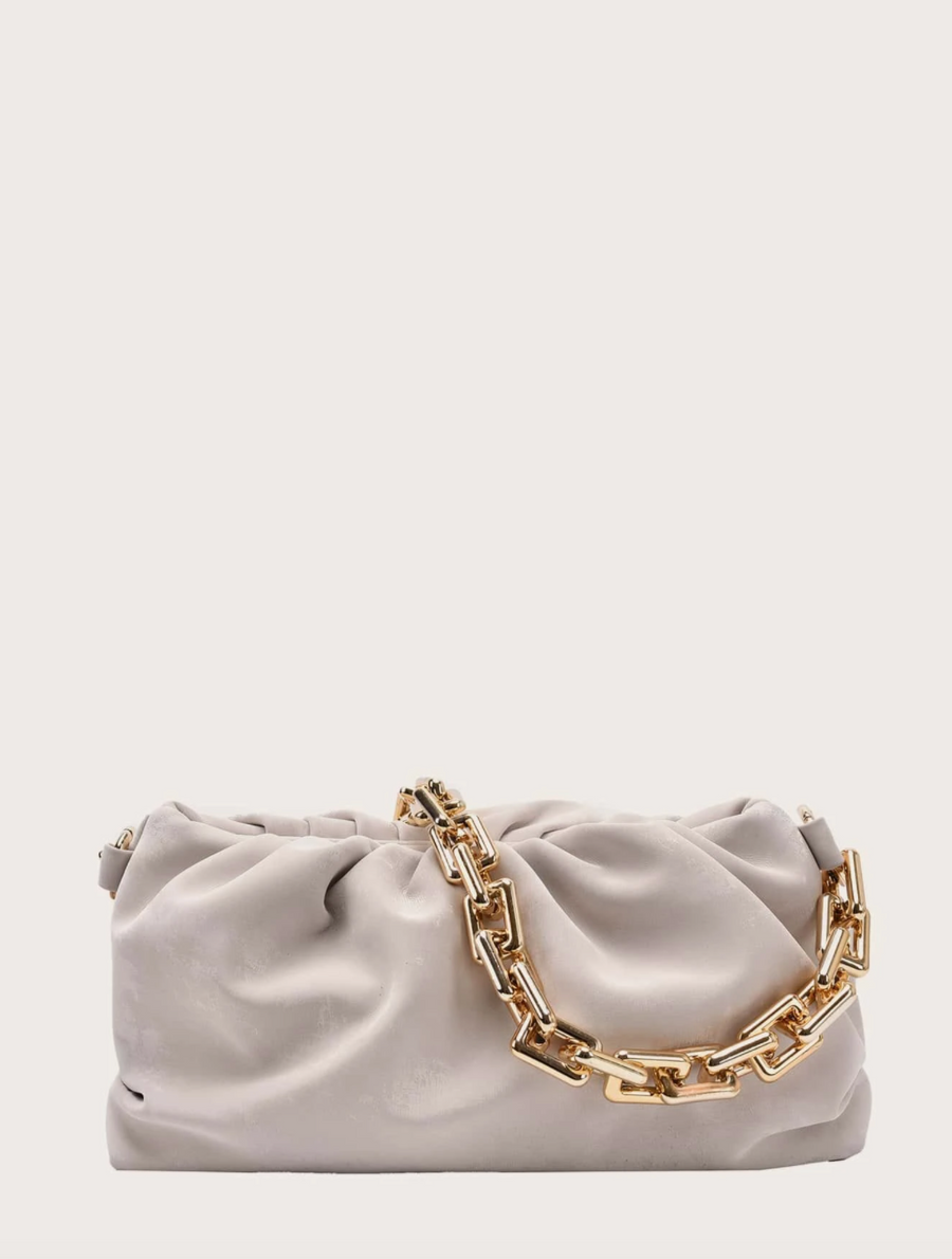 Glitz & Glamour Ruched Chain Shoulder Bag