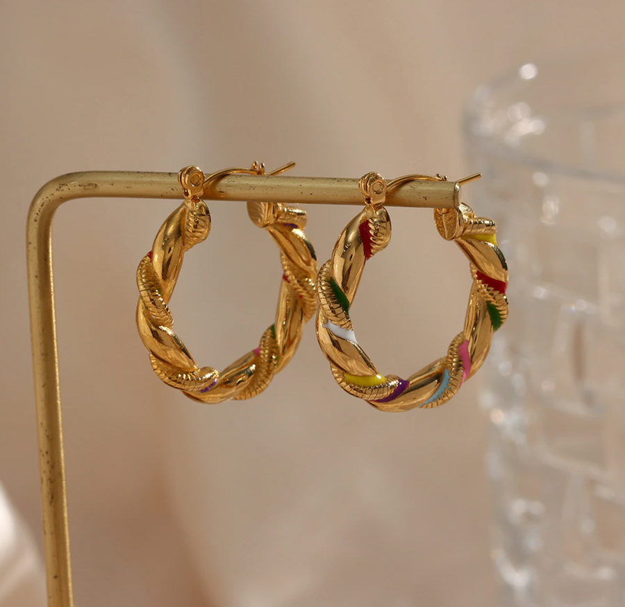 Izzy Twisted Hoop Macrame Earring