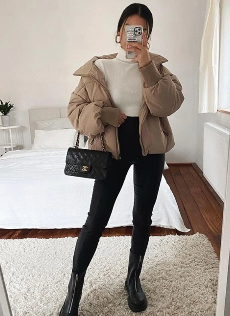Audrey Puffer Jacket L Khaki