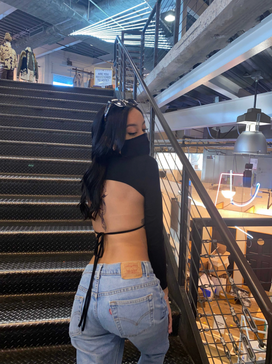 Layla Mock-Neck Tied Backless Crop Top