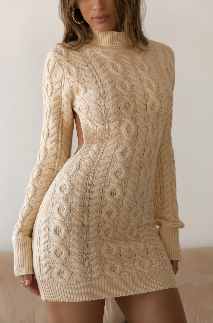 Sweater Weather Knitted Mini Dress Long Sleeve Sweater Dress