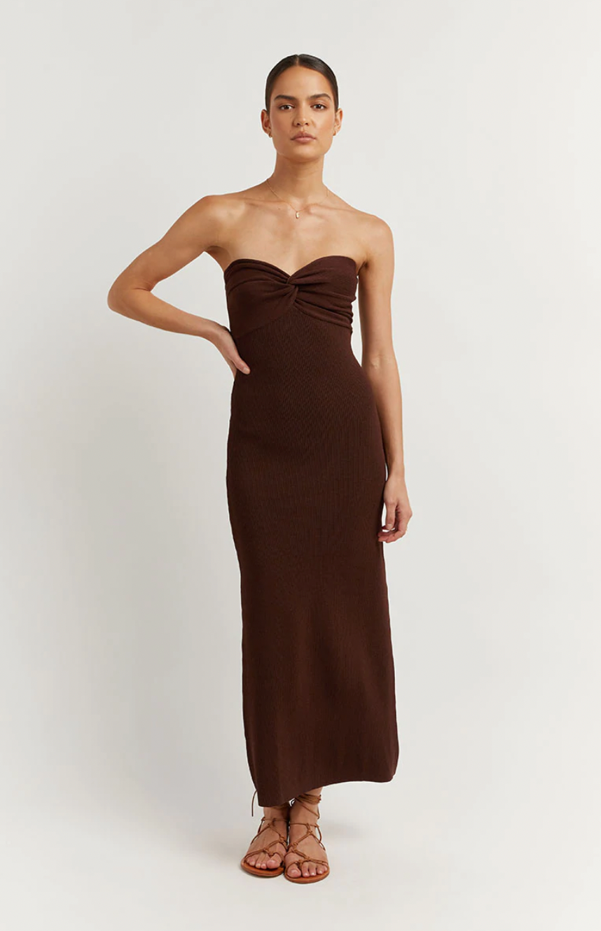 Annika Chocolate Knit Midi Dress