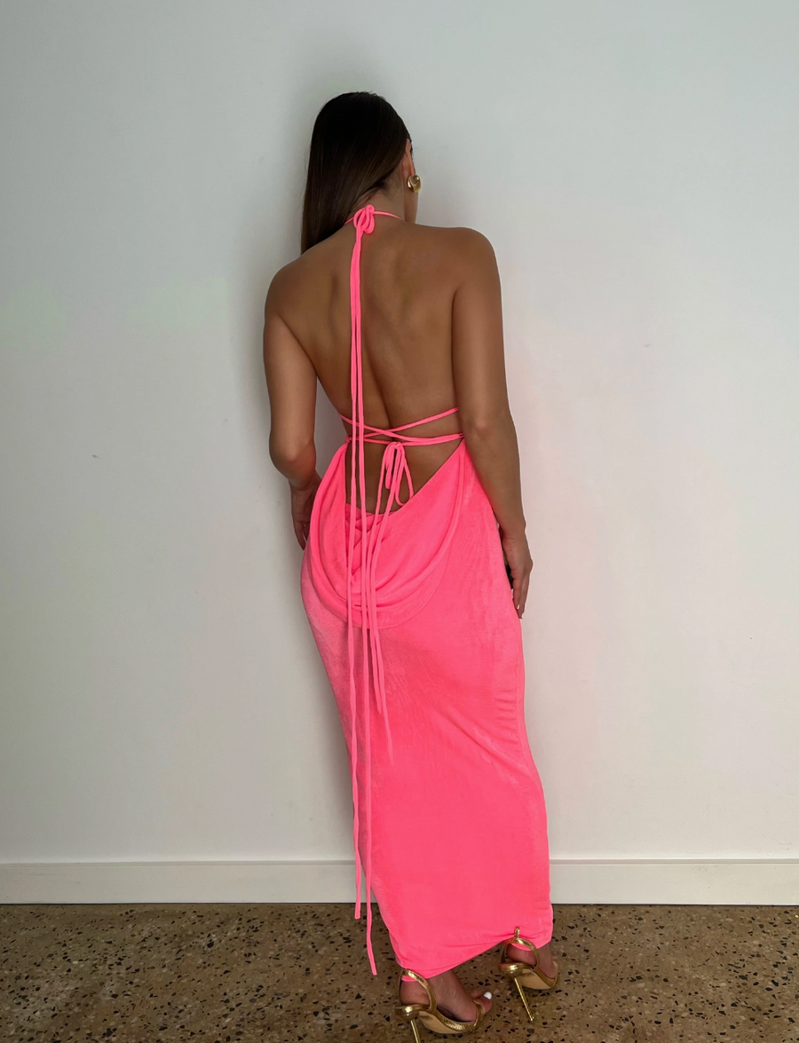 Palm Springs Draped Back Dress