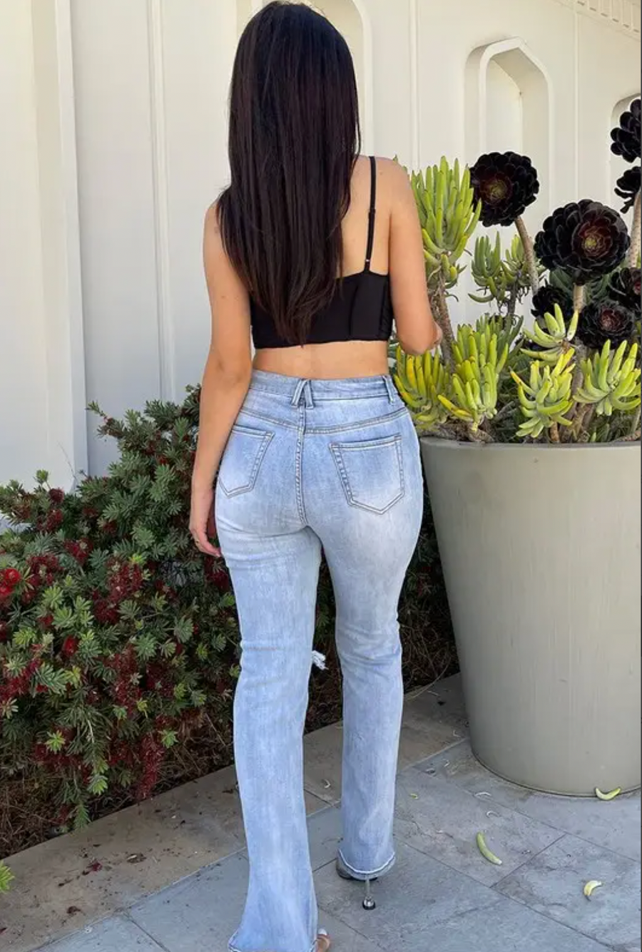 Hermosa High Waist Slit Jeans
