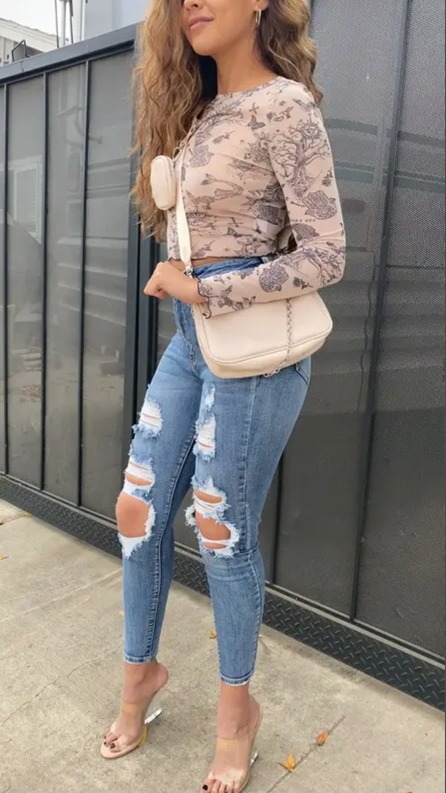 Lulu High Waisted Skinny Leg Distressed Jeans