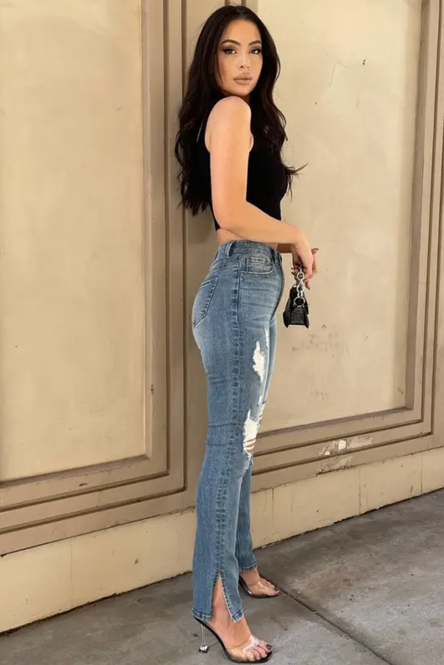 I Cant Get No Satisfaction Side Slit Jeans