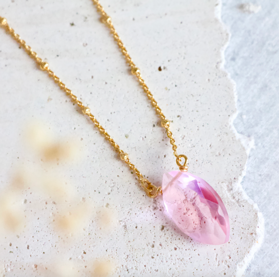 Rose Quartz Gold Necklace