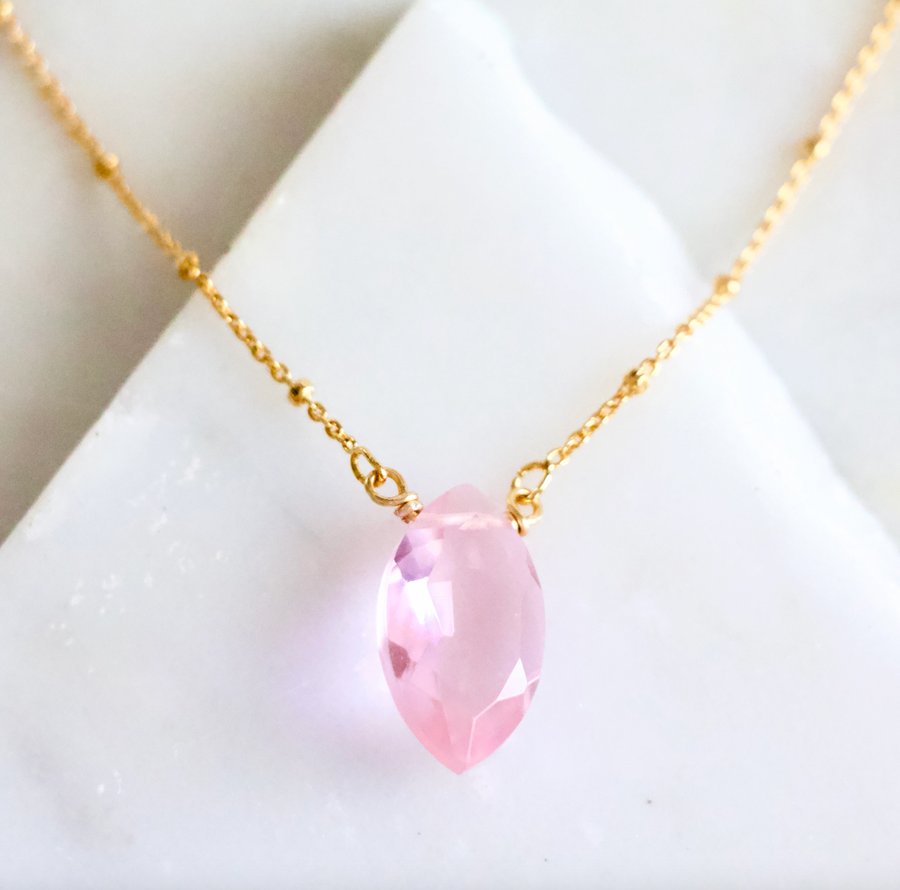 Rose Quartz Gold Necklace