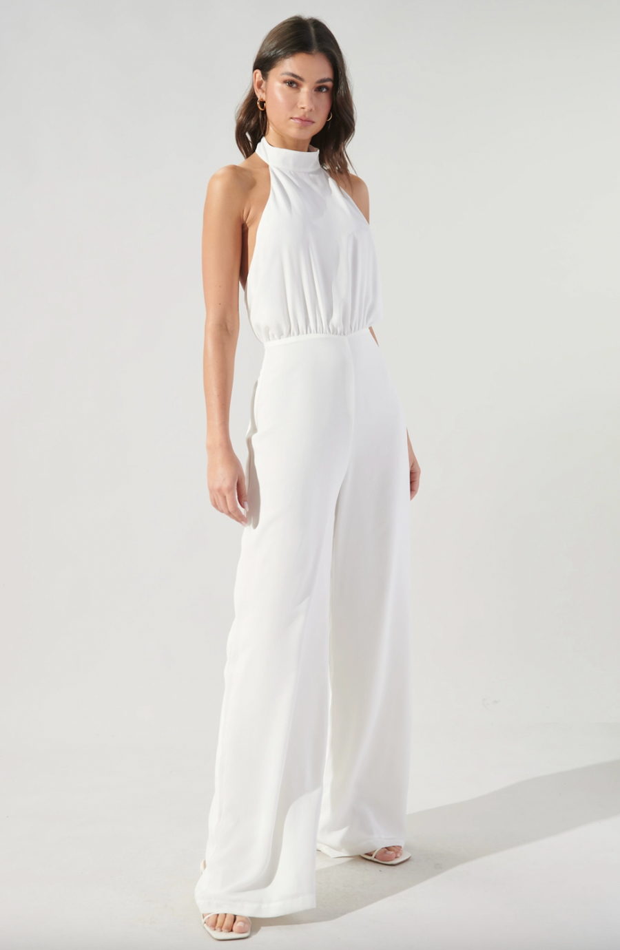 High neck halter jumpsuit sales