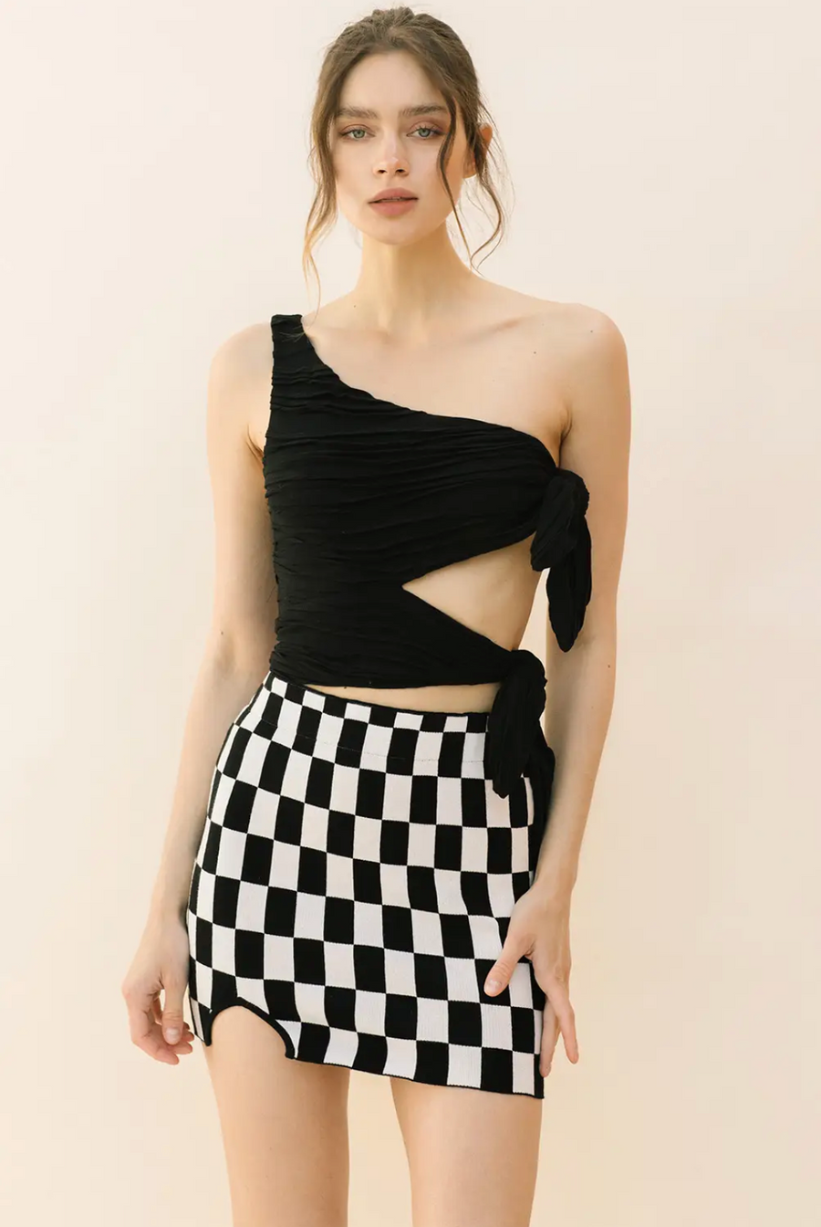 Chess, not Checkers Bodycon Side Slit Mini Skirt