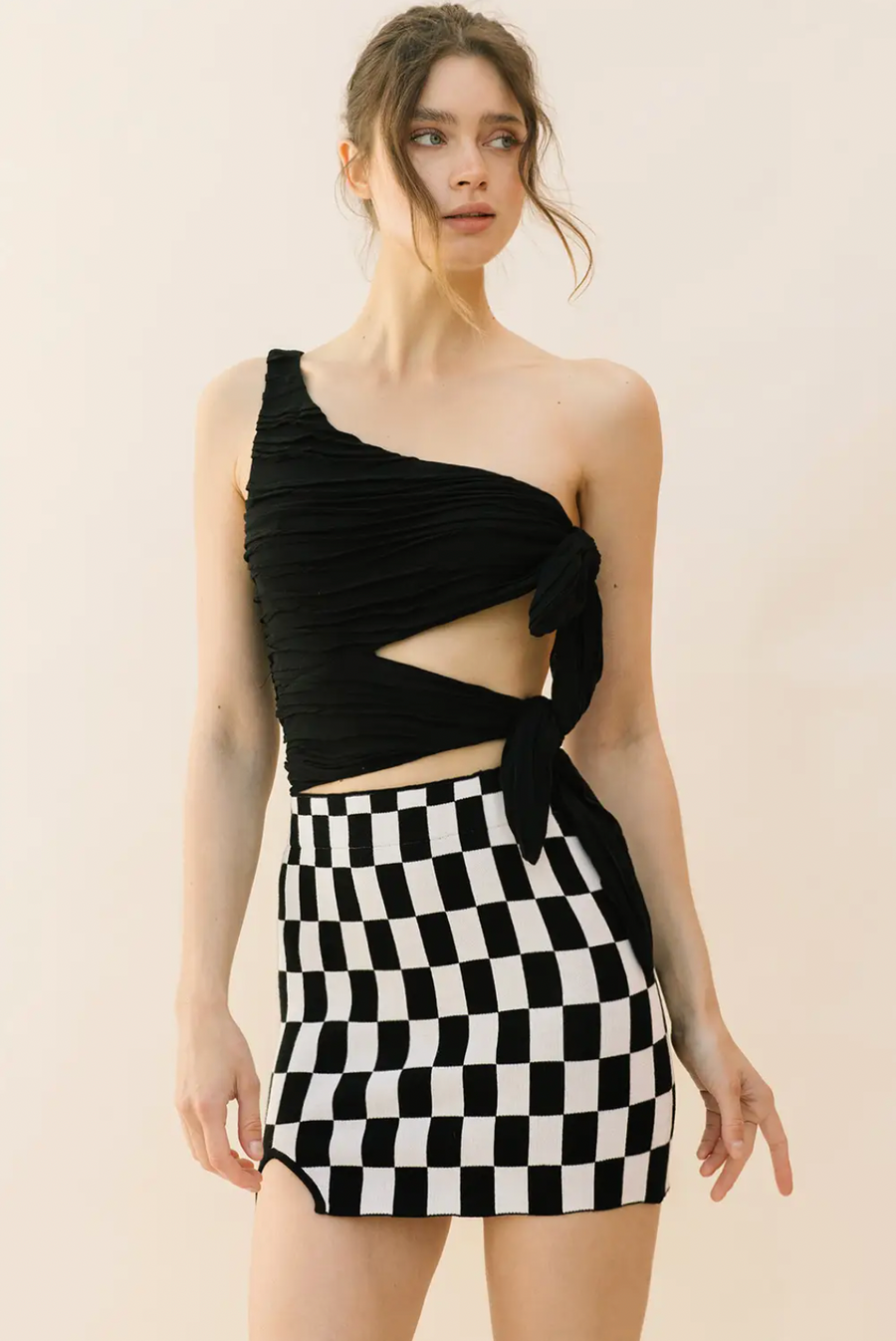 Chess, not Checkers Bodycon Side Slit Mini Skirt
