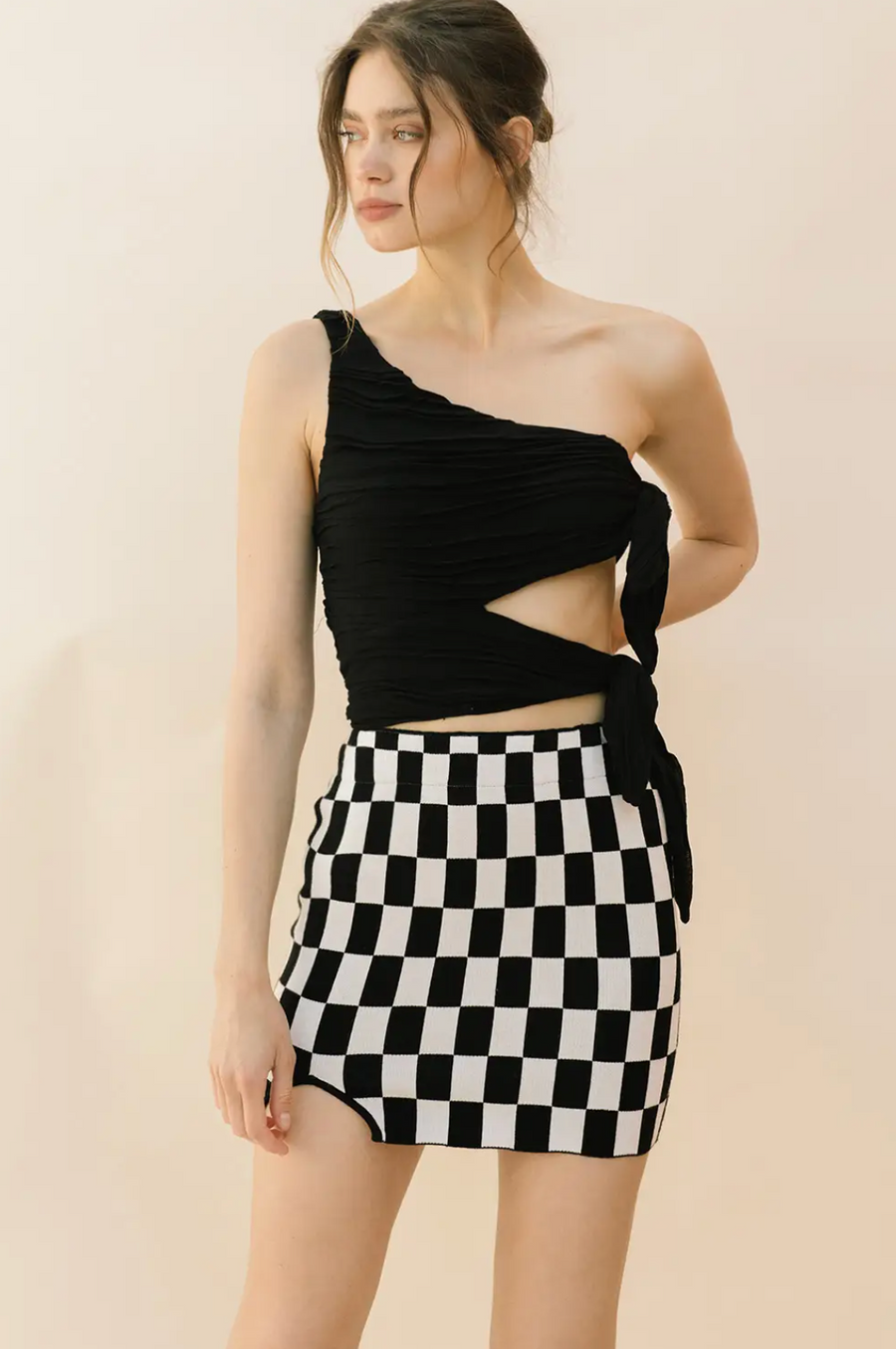 Chess, not Checkers Bodycon Side Slit Mini Skirt
