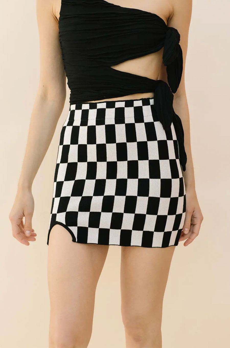 Chess, not Checkers Bodycon Side Slit Mini Skirt