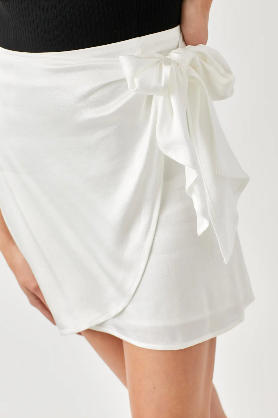 Put A Bow On It Satin Mini Wrap Skirt