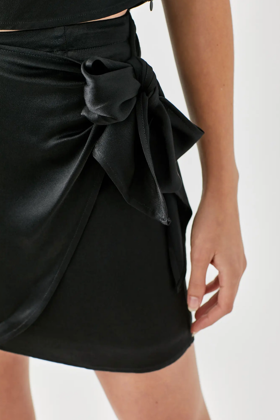 Put A Bow On It Satin Mini Wrap Skirt