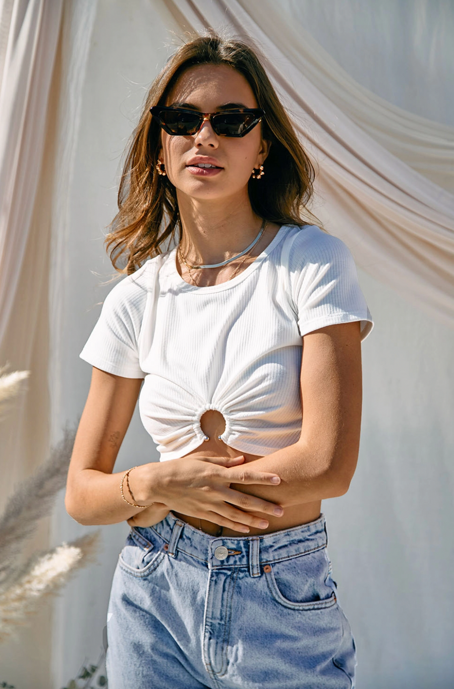 Solid Rib Short Sleeve Crop Top