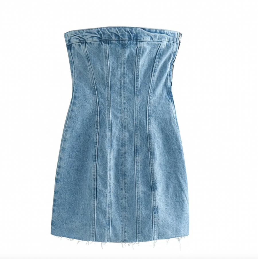 Denim Bandeau Dress