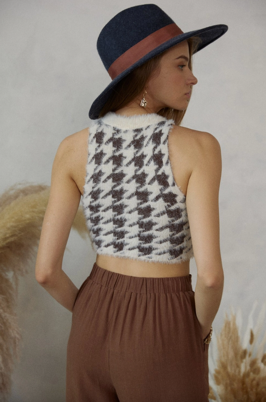 Gramercy Houndstooth Crop Top