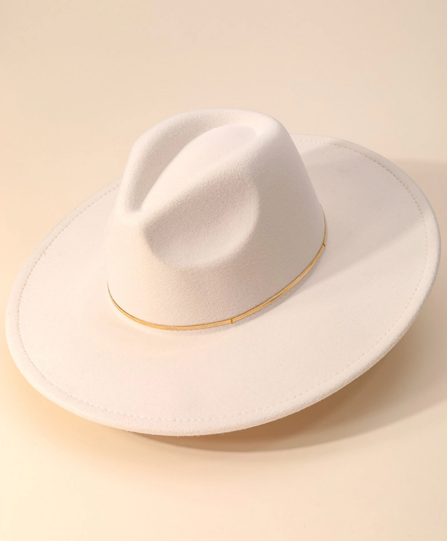 Fiona Herringbone Chain Fedora Cream