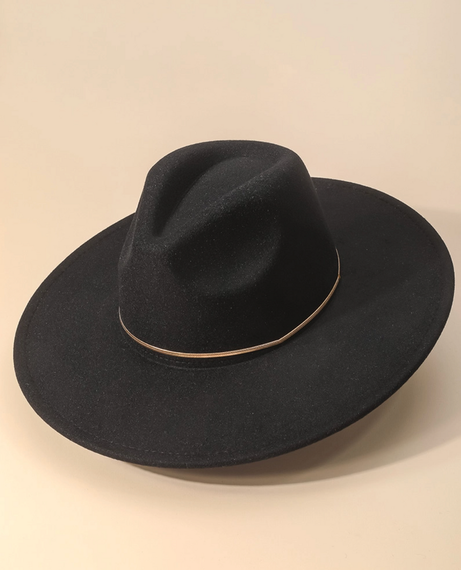 Fiona Herringbone Chain Fedora Black