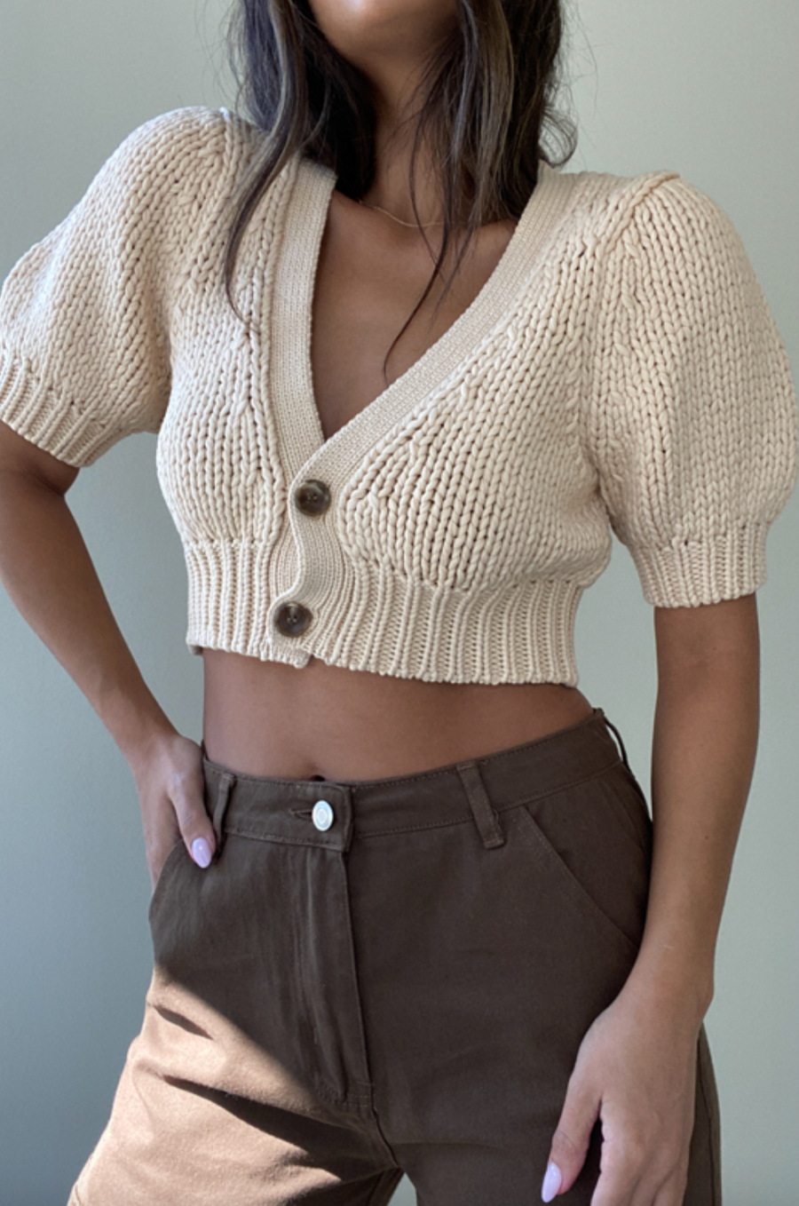 Emmie Puff Sleeve Chunky Knit Top
