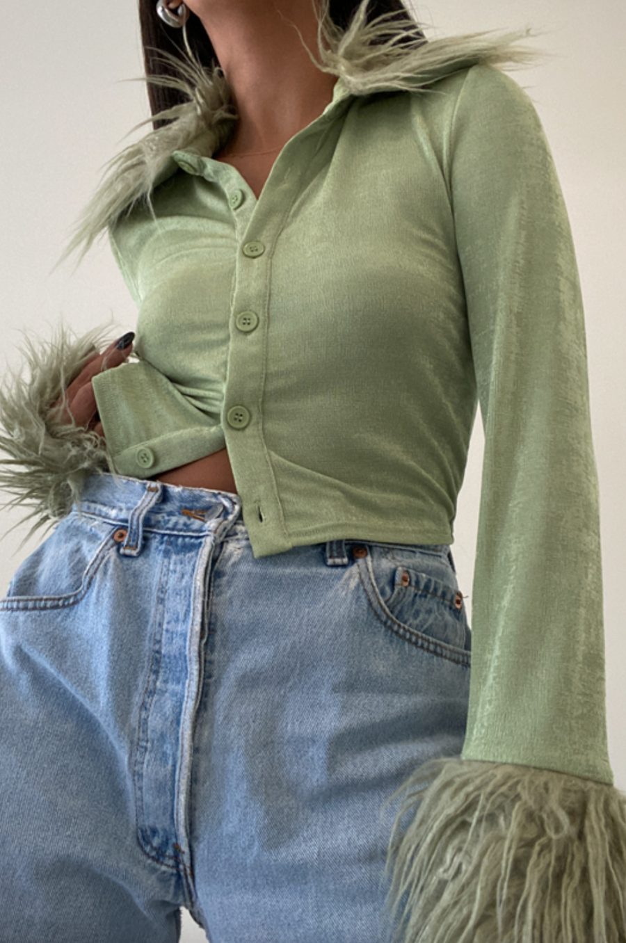 Paxton Fur Trim Button Up