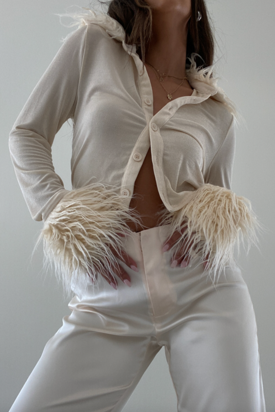 Paxton Fur Trim Button Up