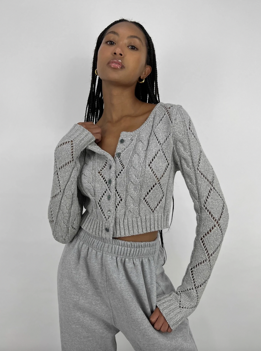 Winnie Eyelet Cable Knit Cardigan