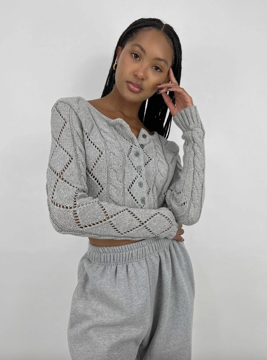 Winnie Eyelet Cable Knit Cardigan