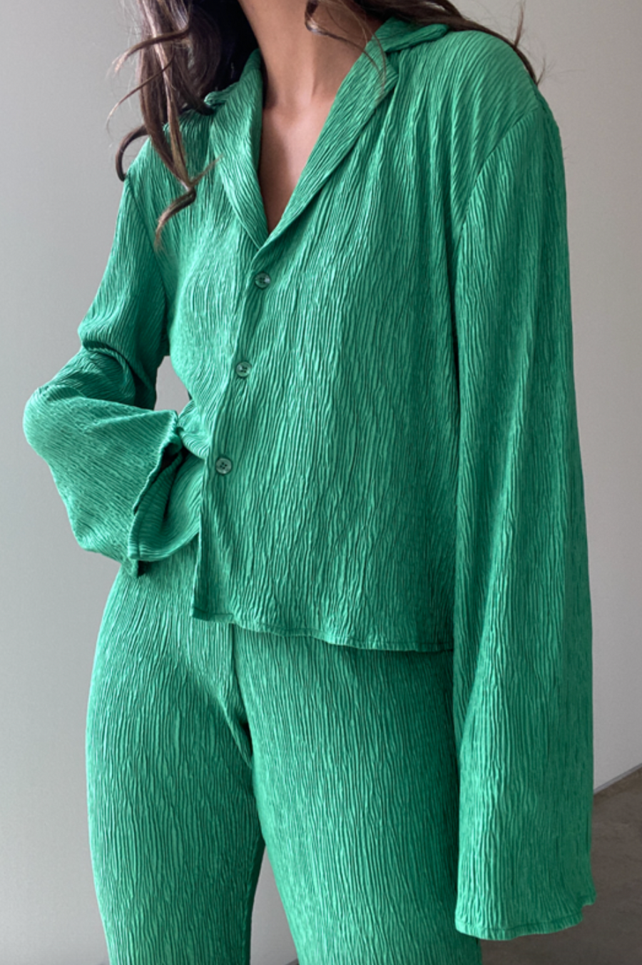 Jasmine Pleated Satin Pant Set