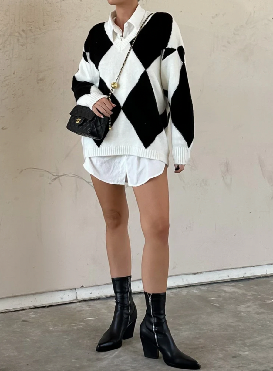 Brooklyn Argyle Knit Top