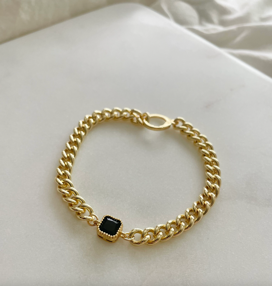 Night Bird Black Stone Bracelet